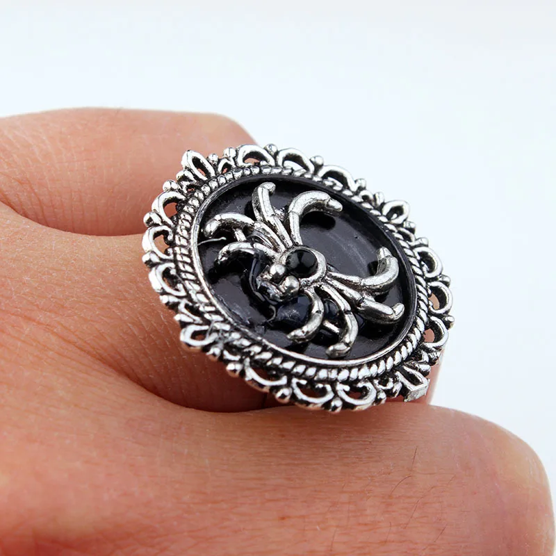 Кольца злого паука для женщин готические ювелирные изделия красный камень