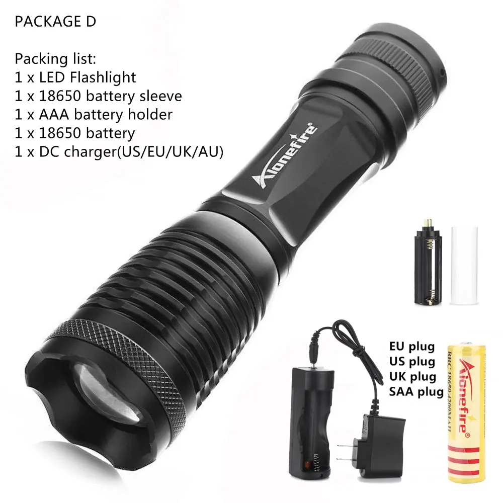 AloneFire E007 CREE XP-L V6 T6 светодиодный фонарь с зумом для работы фонарь-светильник фонарь для кемпинга лампа для AAA 18650 перезаряжаемая батарея - Испускаемый цвет: flashlight D