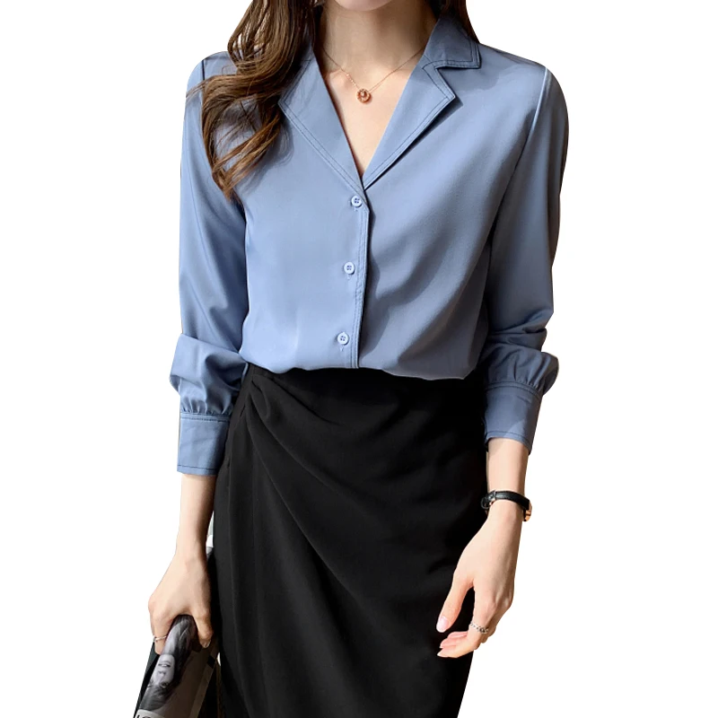 

Business Shirt Women's Small Summer New Long Sleeve Top Design Sense Niche Suit Collar Slimming Shirt