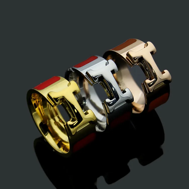 

Luxury fine jewelry high quality enamel titanium ring exquisite fashion accessories finger rings rose gold beauty jewel gifts