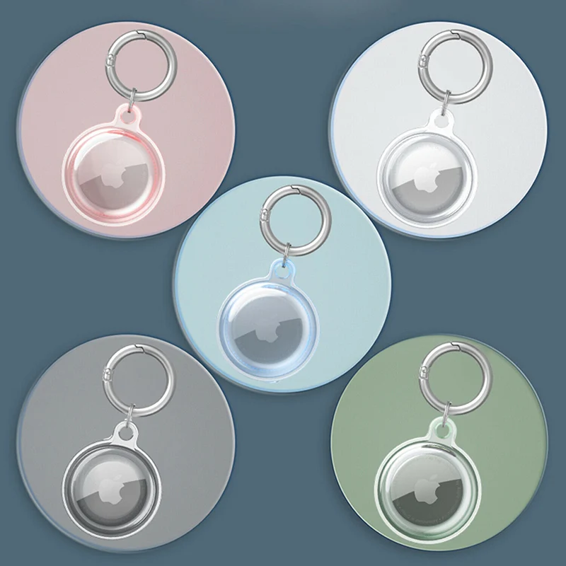 

Luxury Transparent TPU Shockproof Anti Lost Keychain Soft Case For Apple Airtag Bag With Locator Tracker Buckle Protection Cover