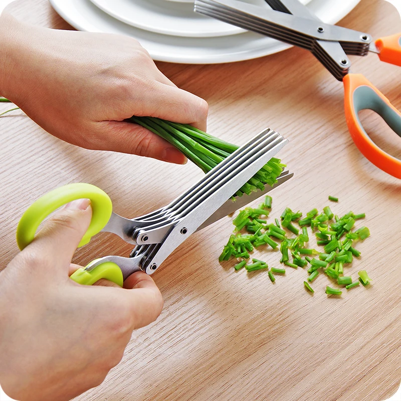 

Многослойные кухонные ножницы из нержавеющей стали для пищевых продуктов нож для резки овощей для кухни удобные измельченные ножницы