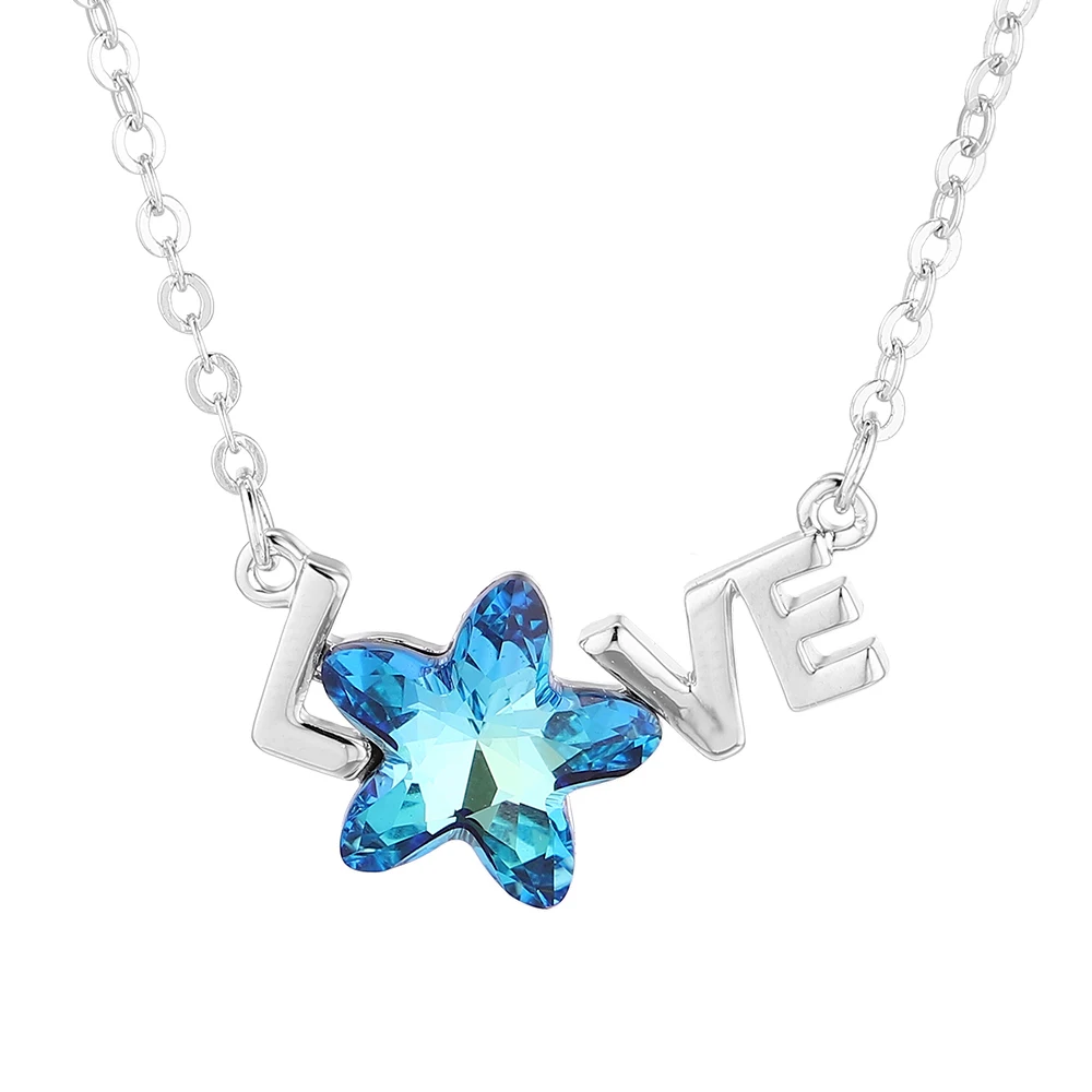 

New Alphabet Pendants Necklaces Fashion Starfish Collars Austrian Crystals Letter Jewelry For Women Party Christmas Gift