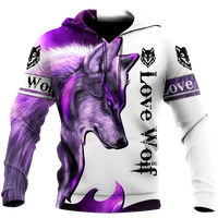 purple wolf 3d all over printed men for women hoodies sweatshirt unisex harajuku streetwear zipper pullover casual jacket