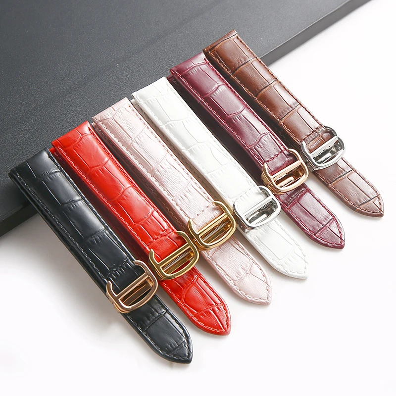 

Leather watch strap replacement Cartier tank London solo key men and women leather folding buckle leather strap accessories