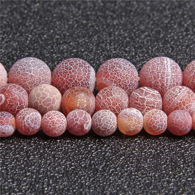 Матовые Круглые бусины из агата с трещинами 15 дюймов | Украшения и аксессуары