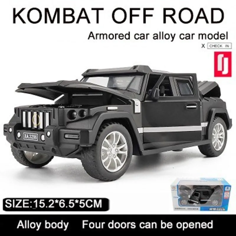 1:32 металлический Kombat тяжелый бронированный автомобиль модель детских игрушек сплав моделирование внедорожный пуленепробиваемый автомобиль 4 двери открытый оттягивающий назад