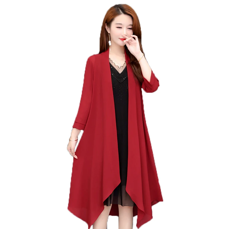 

Ladies Thin Long Jacket Summer Long Sleeve Casual Cardigan 2022 New Gauze Coat Outerwear Womens Jackets