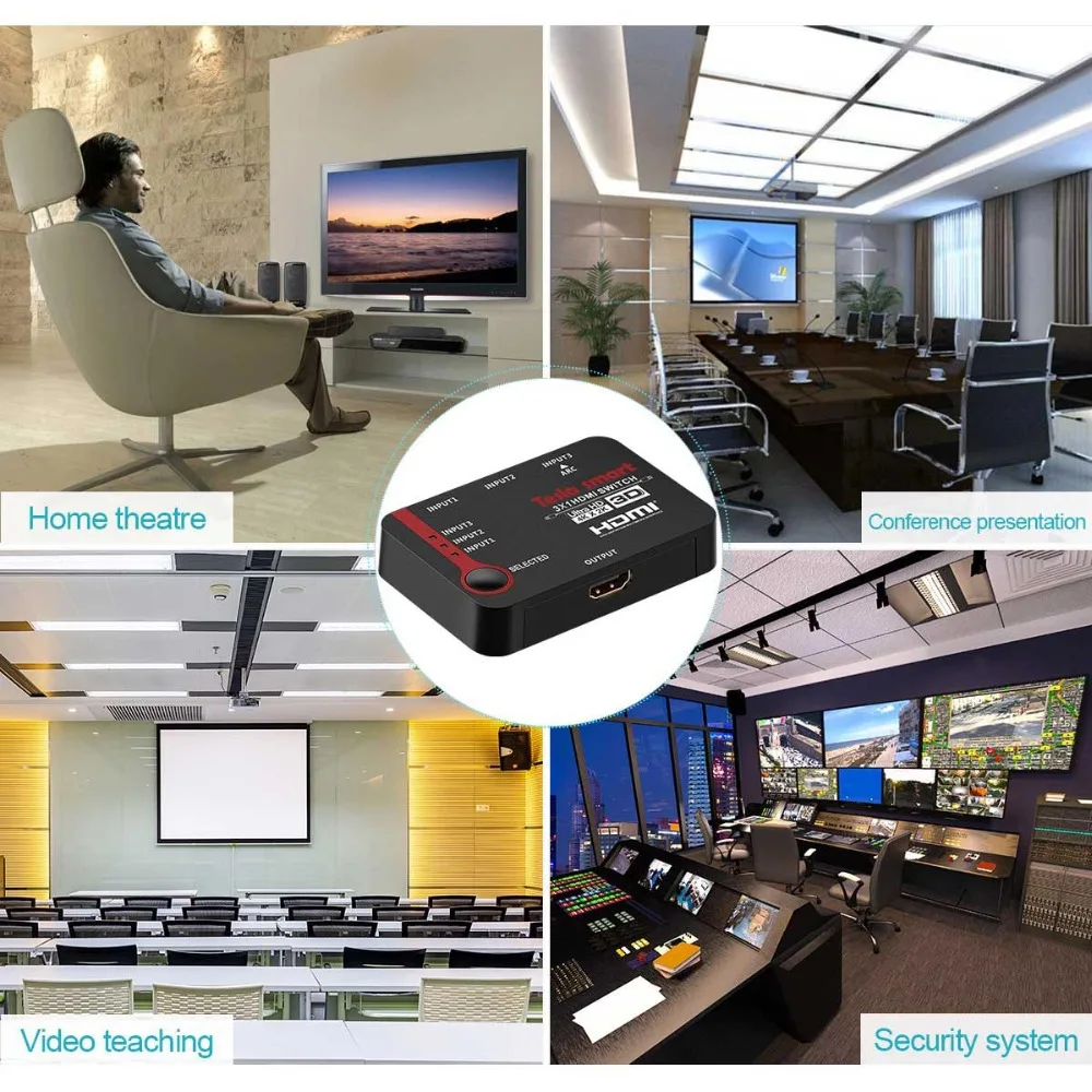 Автоматический переключатель 3 порта Ultra HD 4K видео HDMI коммутатор 3 в 1 выход HDMI коммутатор 3x1 ИК пульт дистанционного управления для 4K ТВ HD ТВ PS3 PS4 DVD