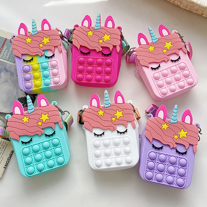 

Mini women's wallet Coin Purses Soft Silicone Unicorn Wallet Bags Kids Gift Zipper High Capacity Card Package Strap Lanyard Case