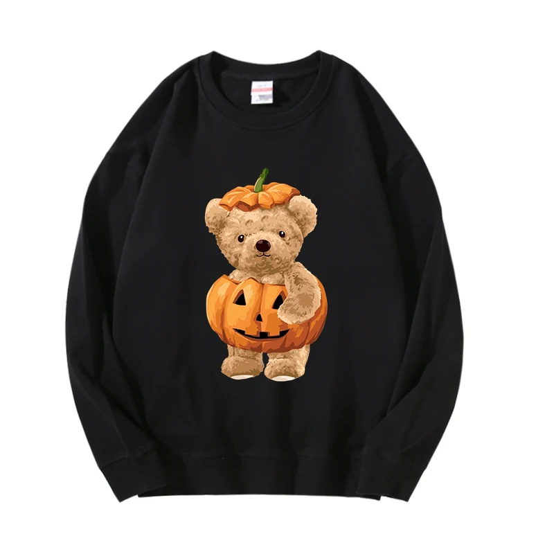

100% Cotton Pumpkin Bear Women's Pullover Men's Hoodie Winter 2021 O-neck Sweatshirt Loose Sweater Super Dalian Hoodie Women 5XL