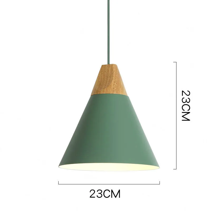 23cm Green Современный светодиодный подвесной светильник в скандинавском стиле из дерева, для кафе, ресторана, спальни, кухни, разноцветное украшение для дома, алюминиевый светильник - Цвет корпуса: 23cm Green
