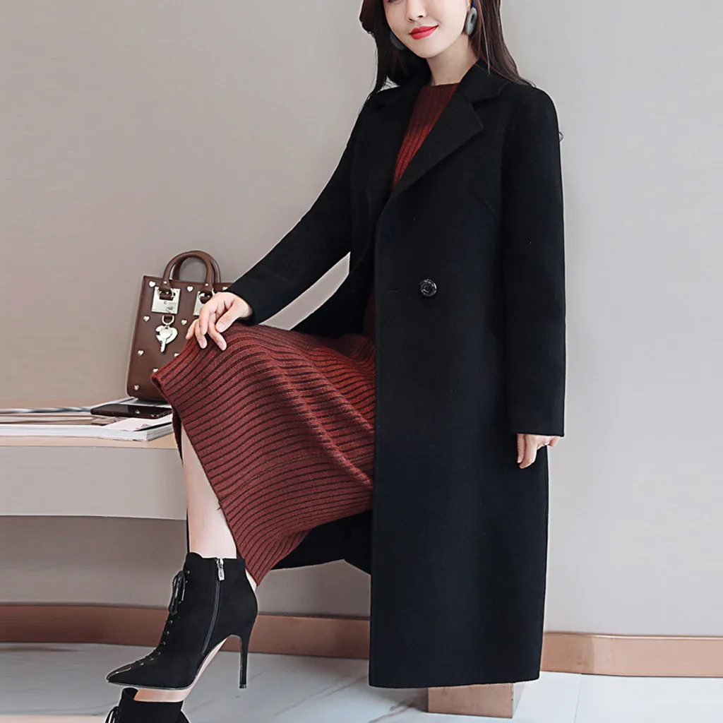 Женское тонкое пальто на пуговицах элегантная повседневная куртка с отложным