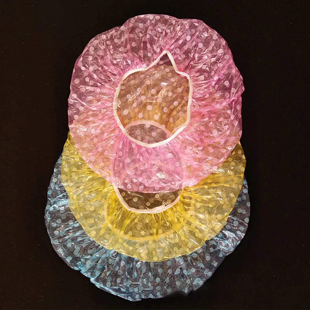 Прозрачные одноразовые пластиковые шапки для душа с крутыми точками набор из 6