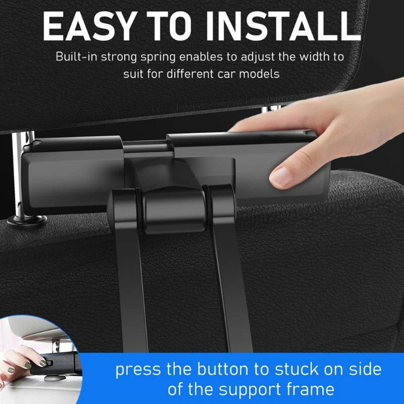 

Car Headrest Mount Car Backseat Seat Tablet Headrest Holder Universal 360° Rotating Adjustable for All 4.7"-12.3" Tablet