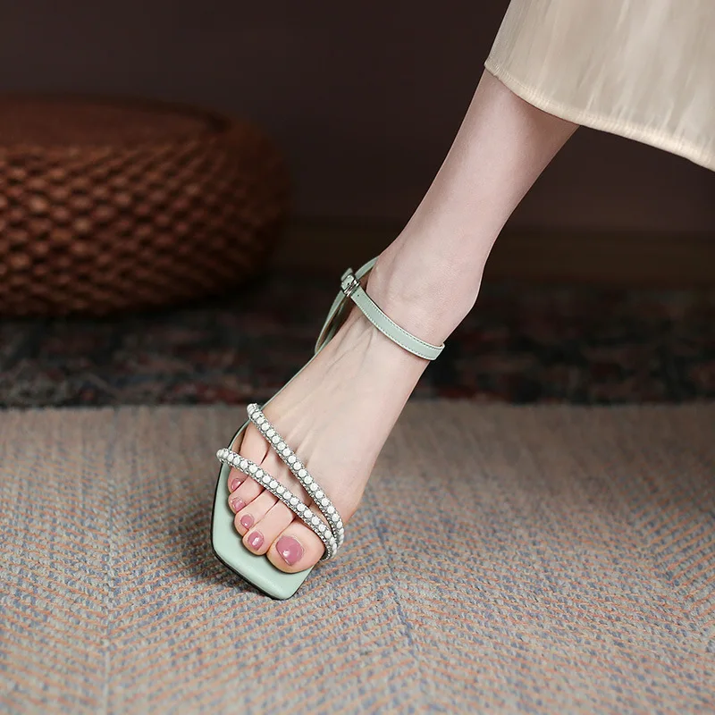 

Comfort Shoes for Women Red Leather Sandals Espadrilles Platform Summer Heels Open Toe Suit Female Beige Buckle Strap Spring Rea