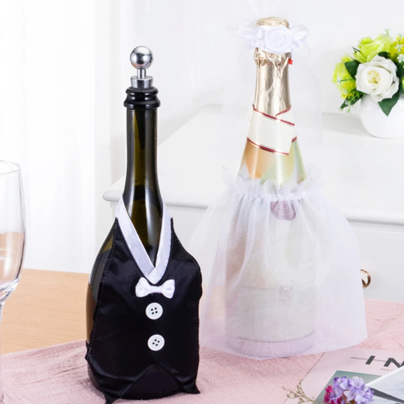 

1 Набор Свадебные чашки для свадебного платья невесты жениха винные чашки шампанское стеклянные бутылки чехол для свадебной вечеринки мероприятия украшения «сделай сам»