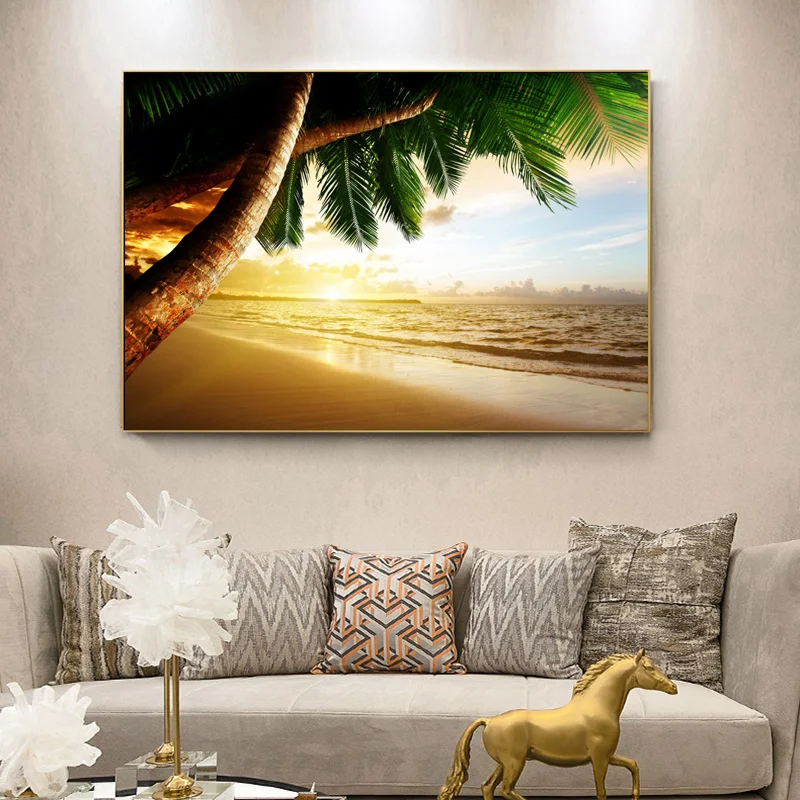 Настенная картина с изображением заката пляжа Морского Пейзажа | Дом и сад