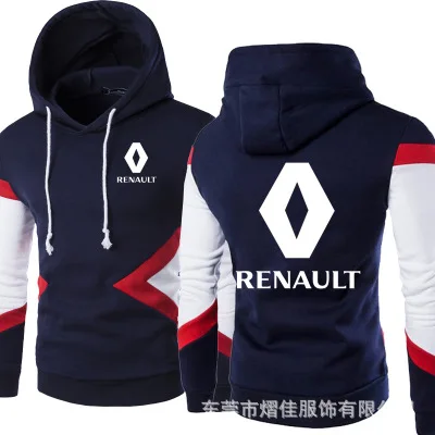 

New Spring Autumn Fashion Men Renault Logo Pullover Sweatshirts Patchwork Casual Cotton Hoodies Clothing 5 Colors