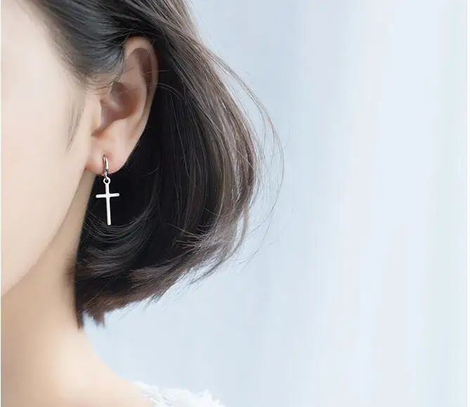 

Prevent allergy 925 Sterling Silver Cross Stud Earrings For Women Elegant Party Jewelry Accessories EH1192
