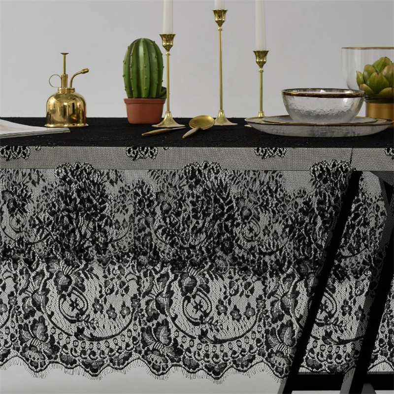 Цвет: белый черный с цветочным кружевом Скатерти Свадебная вечеринка Декор