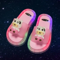 2021 new children led garden shoes kids slippers baby bathroom sandals shoes for girl light luminescence cartoon cattle pink