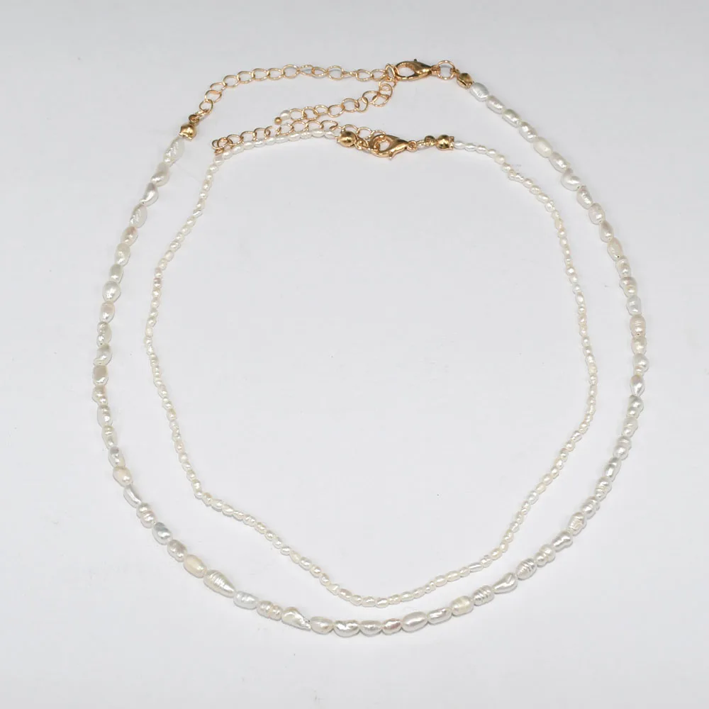 

2021 Hot new minimalist real pearl necklace 2mm/3-4mm size freshwater pearl necklace choker simple delicate jewelry for women