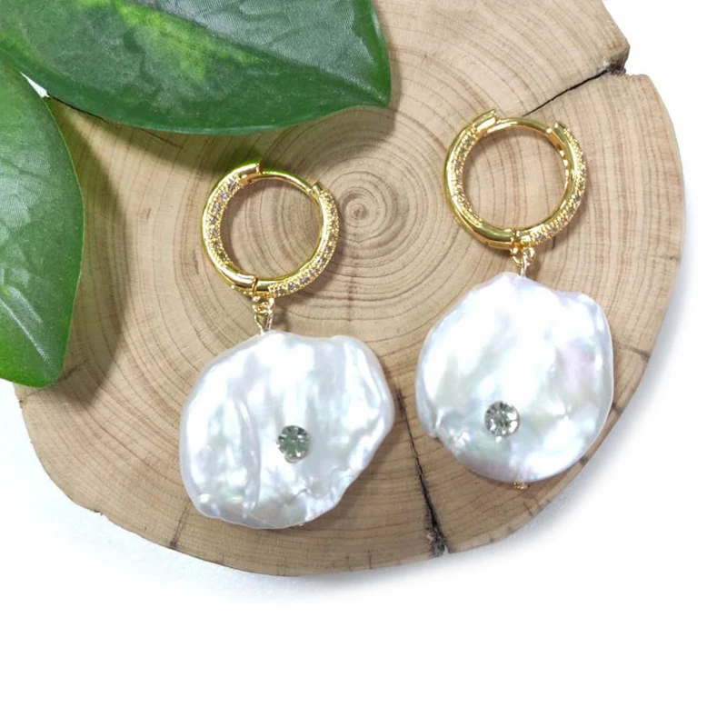 Новинка серьги из натурального пресноводного жемчуга геометрической формы