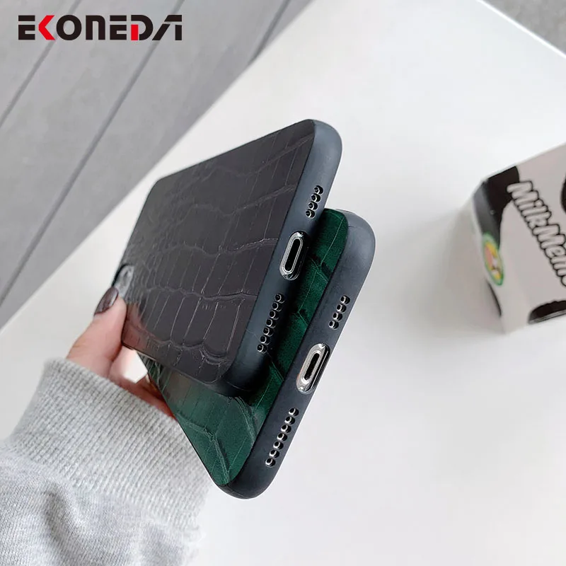 

EKONEDA PU Leather Crocodile Pattern Texture Case For iPhone 11 12 Pro XS Max X XR 6S 7 8 Plus SE 2020 Shell Back Cover