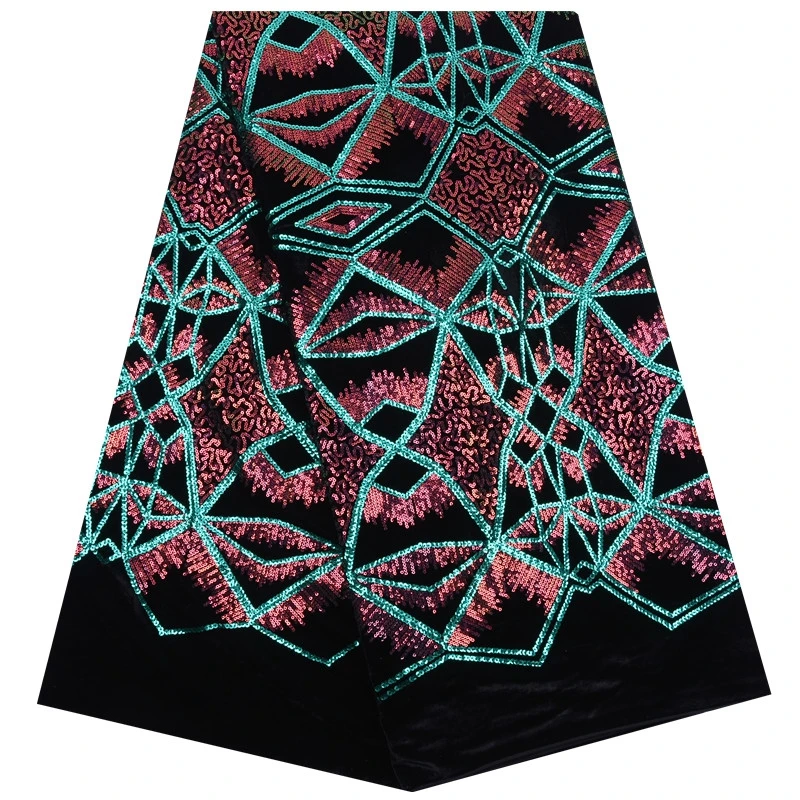 

New Arrival African French Velvet Sequins Lace Fabric High Quality 2020 Nigerian Velvet Lace Fabric For Chirstmas Party Dress