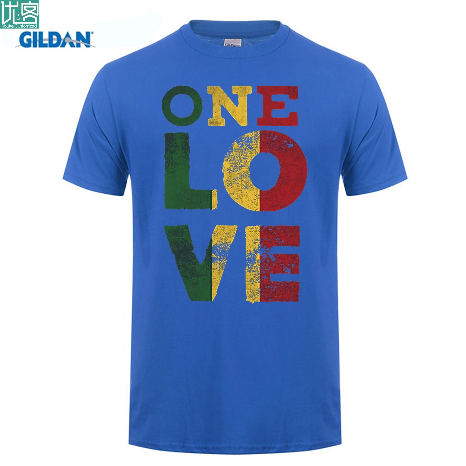 Футболка из 100% хлопка с круглым вырезом и принтом One Love футболки Rasta Reggae для мужчин