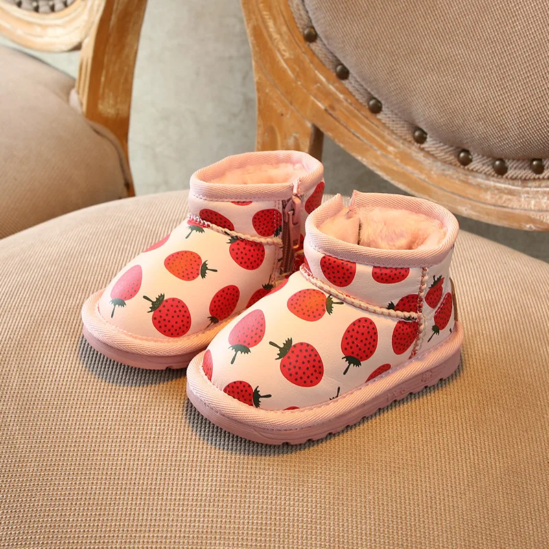 Новинка зимние сапоги для малышей Теплые ботильоны маленьких девочек детская