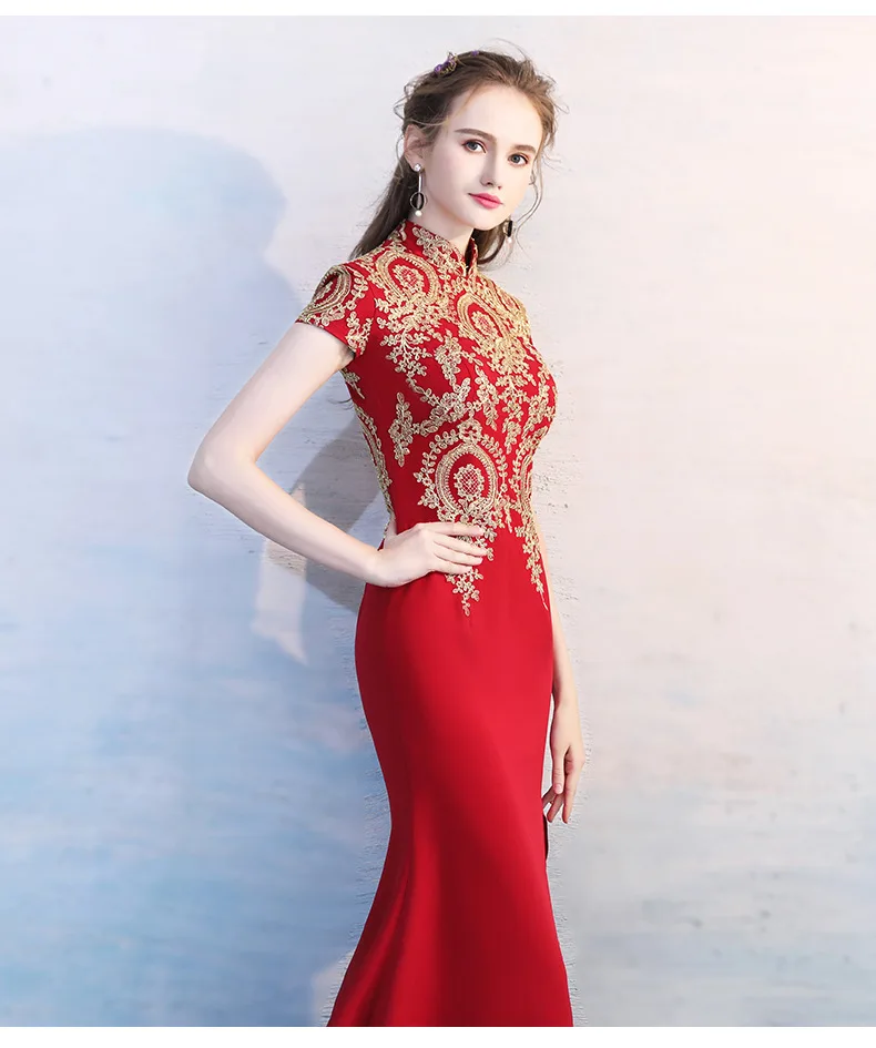 Пикантные с высоким разрезом восточные платья китайская невеста винтажное