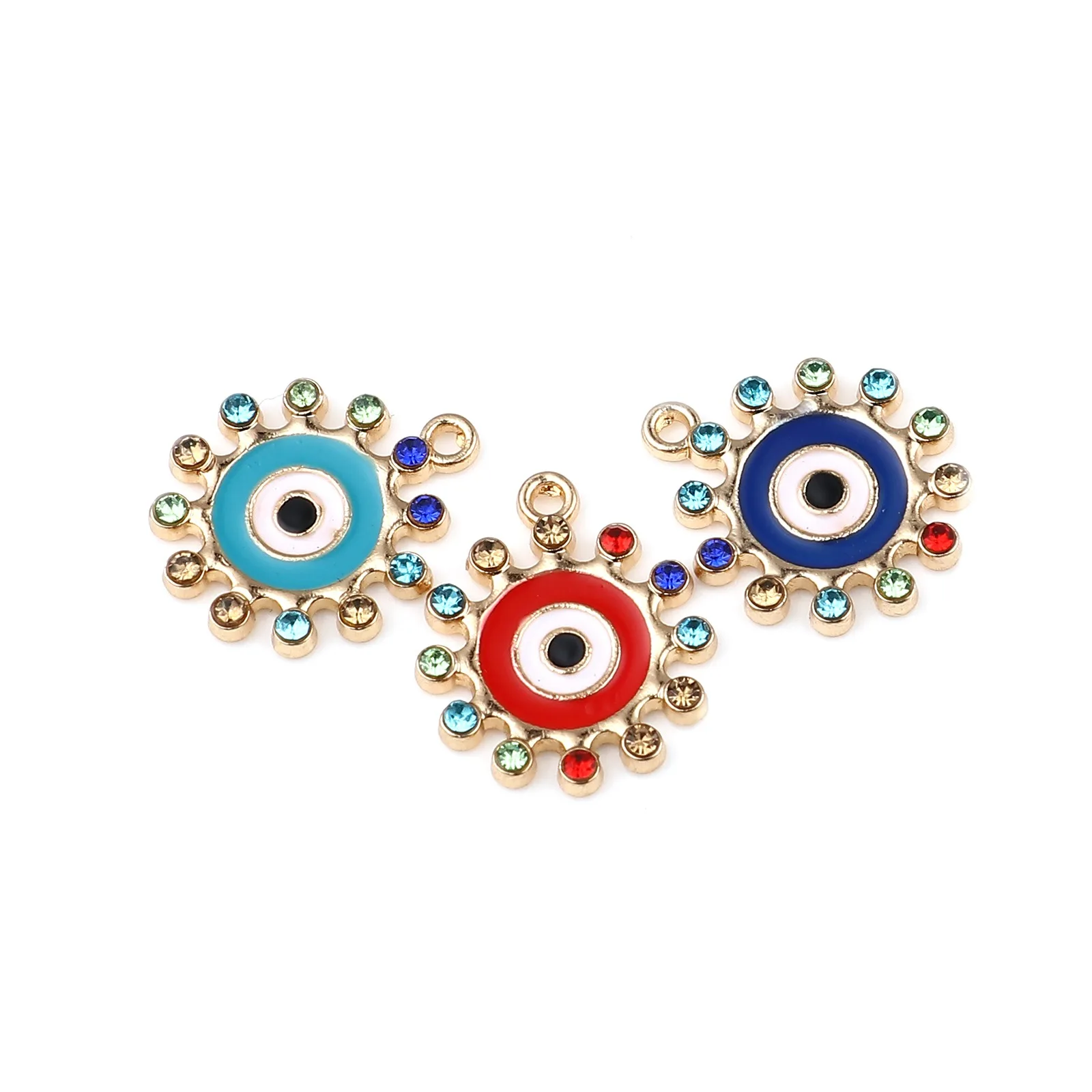 

10PCs Evil Eye Sun Connectors For Pendant Necklace Jewelry Making Zinc Based Alloy Colorful Enamel Bracelet DIY Findings 19x17mm