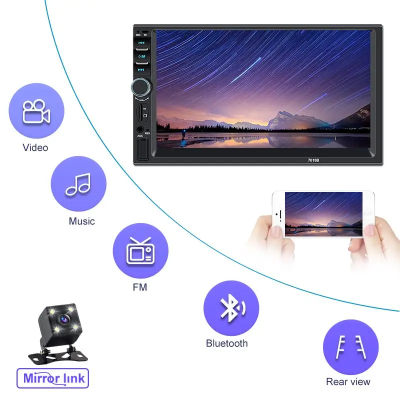 sameuo car player android auto 2 din autoradio car radio mp5 multimedia player 7inch hd touch screen car stereo bluetooth sd usb free global shipping
