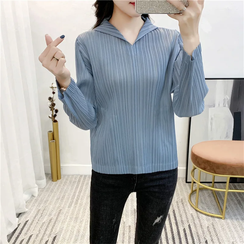 

2020 Spring New Miyake Pleated Hat T-shirt Long Sleeve Tshirt