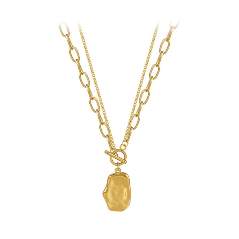 

European and American Retro Design Double-Layer Irregular Shape Pendant Affordable Luxury Fashion Necklace Internet Celebrity