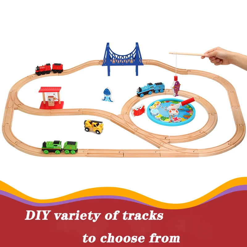 Деревянная железная дорога прямой и изогнутый расширительный трек Take n Play