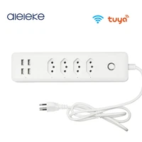 brazil wifi smart power strip 4 outlets socket 4 usb tuya plug ports 1 4m extension cord voice works with alexa google home