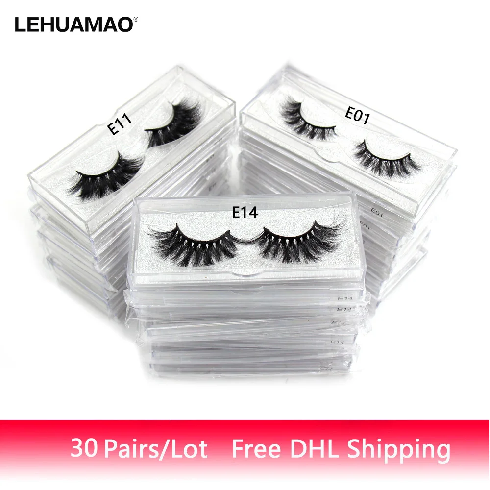 LEHUAMAO 30 Pairs Wholesale eyelashes 3D Mink Eyelashes Cruelty free Fluffy  Dramatic Lashes Natural  Lashes  Free DHL delivery