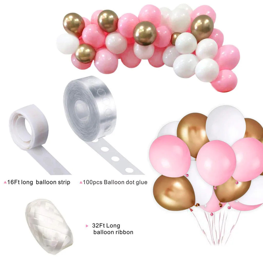 112 шт. набор розовых и белых золотых воздушных шаров для девочек|Воздушные шары
