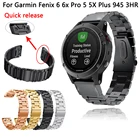 Ремешок из нержавеющей стали для Garmin Fenix 6 6X Pro 5 5X Plus 3HR, быстросъемный браслет для часов Fenix6 Fenix5 26 22 мм