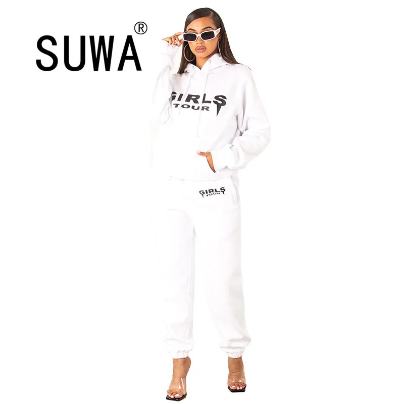 

Hot Recommend Fall Winter Tracksuit Women Two Piece Matching Sets Clothes Letter Printed Hoodies Sweatshirt Top Baggy Harem Pant