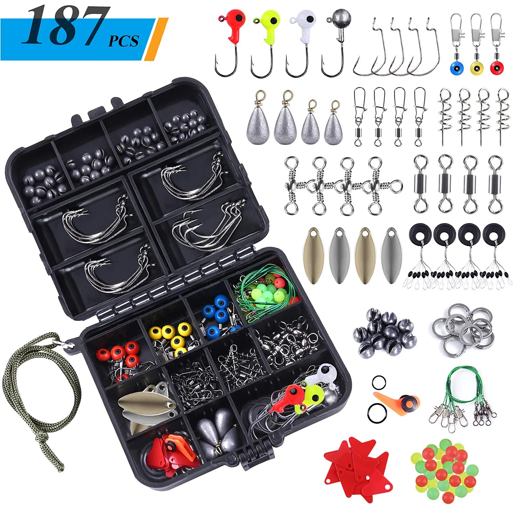 

187 Pieces/set Of Fishing Accessory Kit Including Pliers Hook, Fishing Swivel, Sashimi Slide, Fishing Kit With Tackle Box