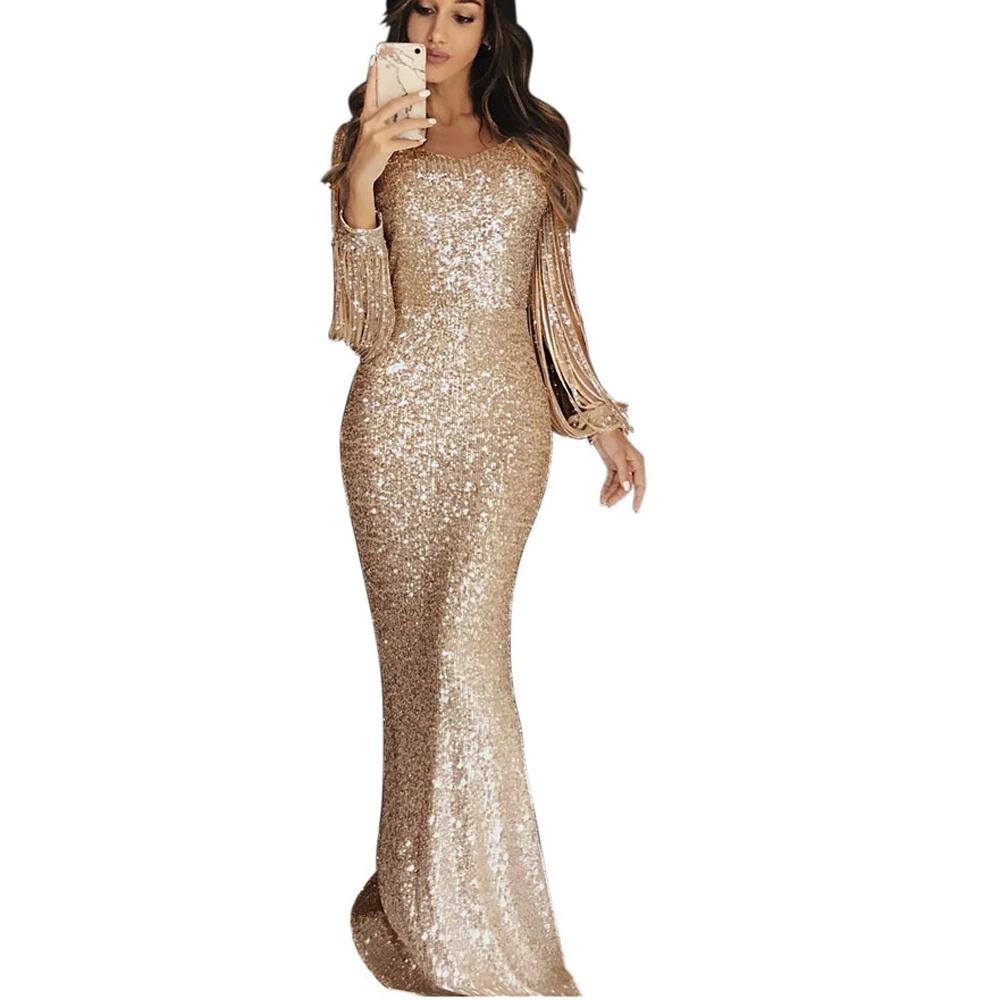 Осеннее Сексуальное Женское Платье с V-образным вырезом и длинным рукавом