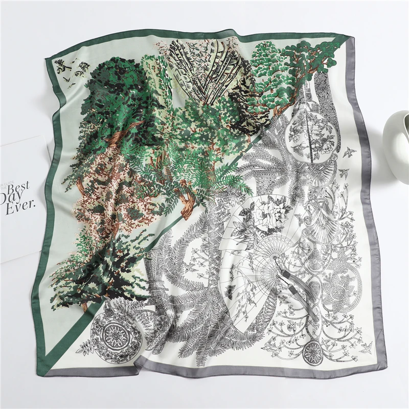 

Fashion Women Hijab Scarf Print Silk Square Headband Muslim Scarves Spring Summer Print Floral Shawl Neck Wrap Bandana