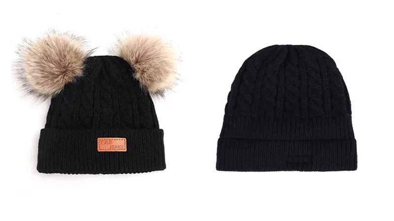 Детская шапка, вязаная Милая шапка для девочек, BoysBig Pom pom Beanie, детские шапки для девочек и мальчиков, теплая вязаная зимняя детская шапка из натурального енота F