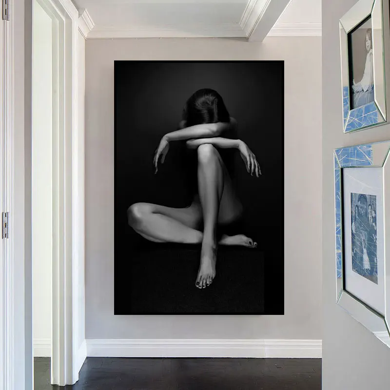 

Black and White Sexy Naked African Women Canvas Painting Oil Painting Wall Art Pictures Poster Modern in Livingroom Decor Home
