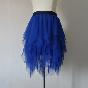 Юбка-пачка Женская сетчатая с высокой талией, модная Асимметричная пикантная плиссированная мини-юбка средней длины, с эластичным поясом, в Корейском стиле