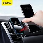 Baseus 15 Вт QI Беспроводное зарядное устройство автомобильное крепление для iPhone Samsung автомобильный держатель телефона интеллектуальное инфракрасное Быстрое беспроводное зарядное устройство